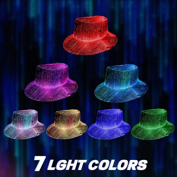 Women's Led Light Up Bucket Hat With 7 Color Modes & Rave Party Cowgirl Hat - Picture 5 of 6
